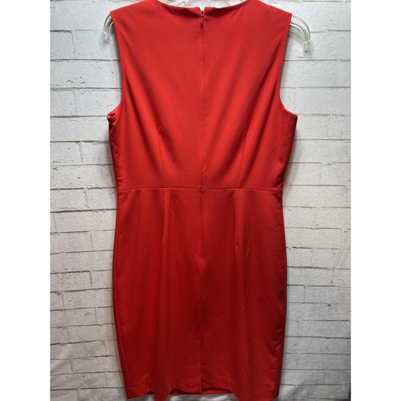 Calvin Klein Dress Womens 10 Red Sleeveless Sheath Grommet Stud Detail Lined - Picture 4 of 8